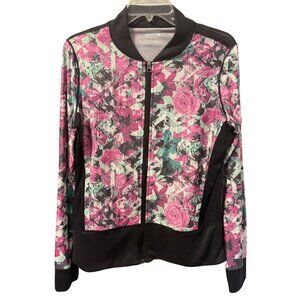 BCG Womens Floral Tru-Wick Jacket Sz L Polyester/Spandex women jacket